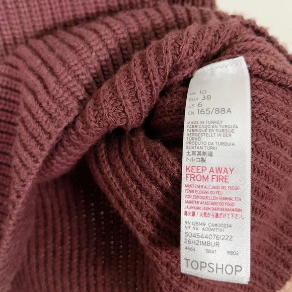 TOPSHOP  | BUTTON SLASH KNIT SWEATER IN BURGUNDY - Picture 6 of 10